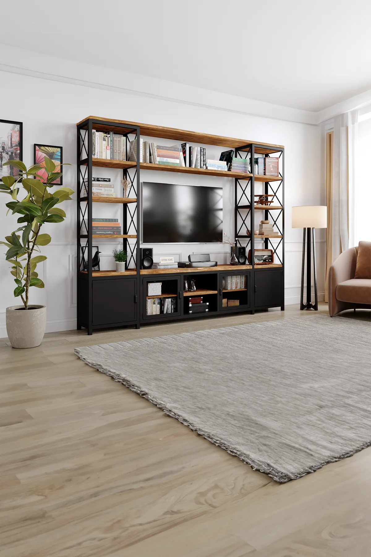 Mimoza v2 Tv Ünitesi – %100 Gerçek Ağaç, Uzun Ömürlü Kullanım, Kişiye Özel Üretim varyasyon görseli