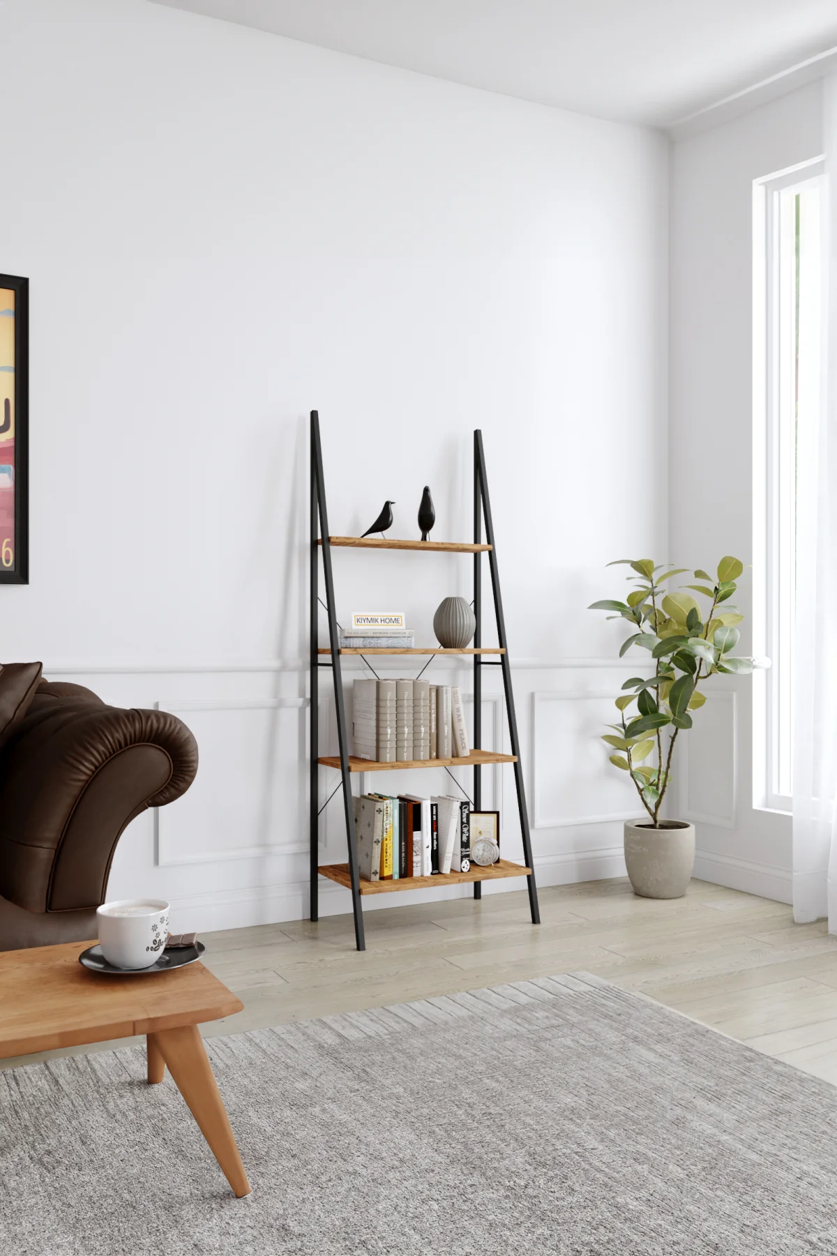 3004 Kitaplık – %100 Gerçek Ağaç, Uzun Ömürlü Kullanım, Kişiye Özel Üretim varyasyon görseli