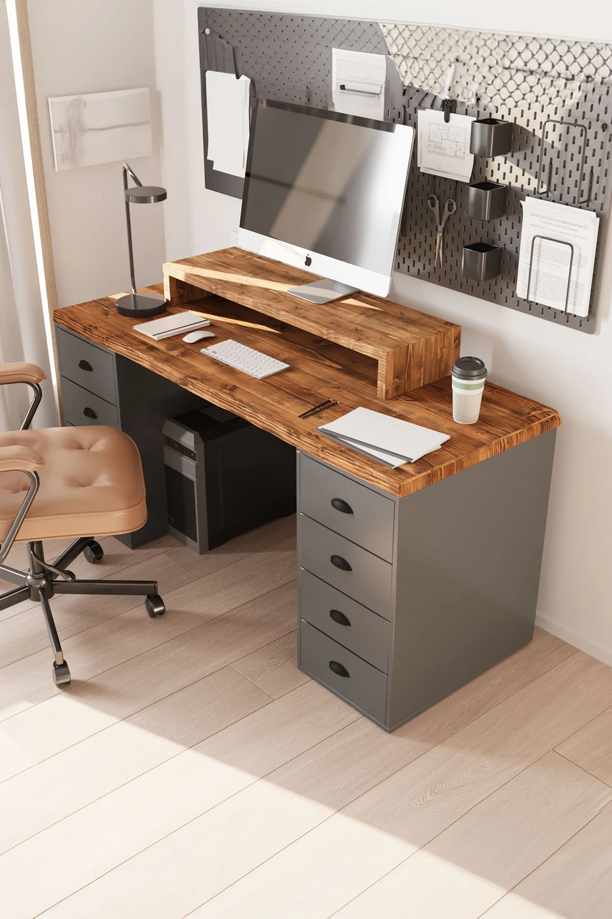 160X75cm Bilgisayar, Oyuncu, Çalışma ve Makam Masası – Köknar Ağacı - Model 10