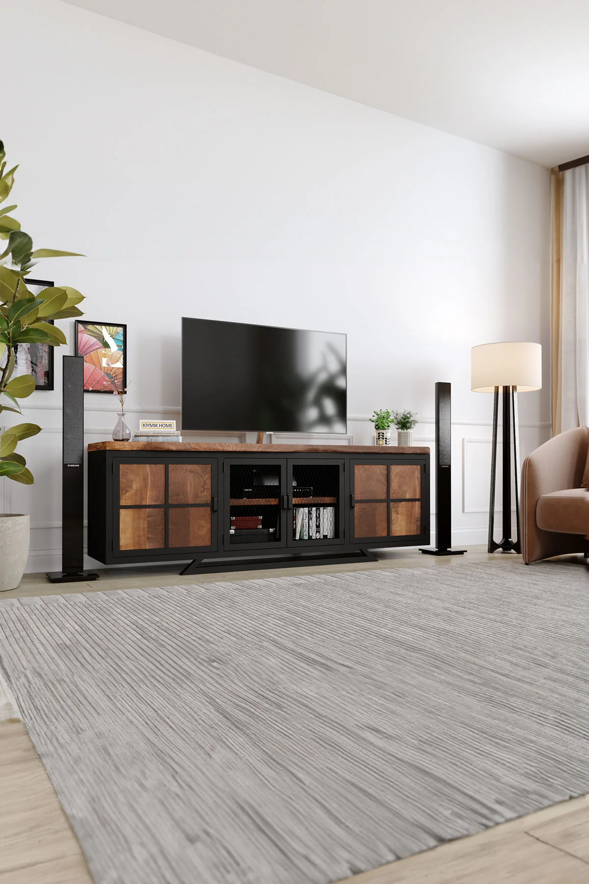 Manolya Tv Ünitesi – %100 Gerçek Ağaç, Uzun Ömürlü Kullanım, Kişiye Özel Üretim varyasyon görseli