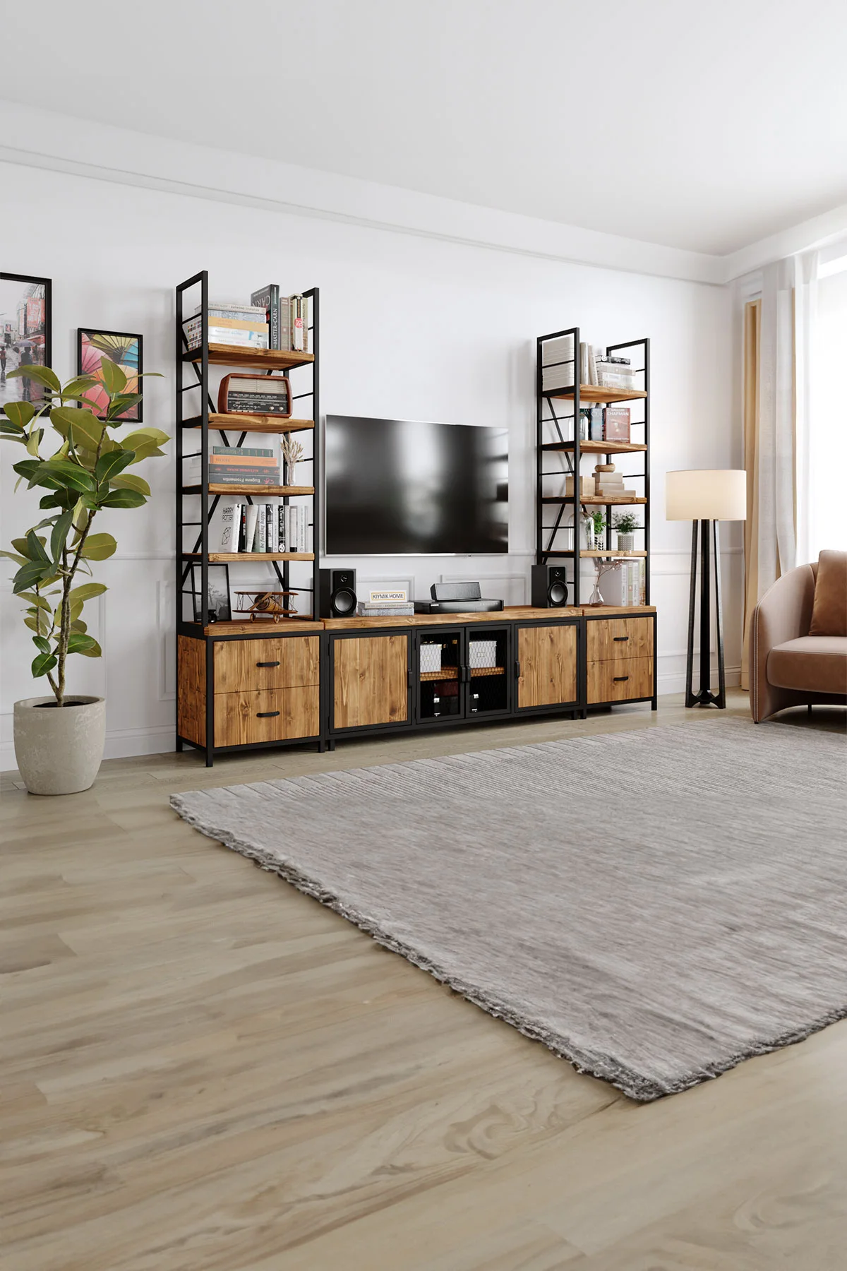 Frezya Tv Ünitesi – %100 Gerçek Ağaç, Uzun Ömürlü Kullanım, Kişiye Özel Üretim varyasyon görseli