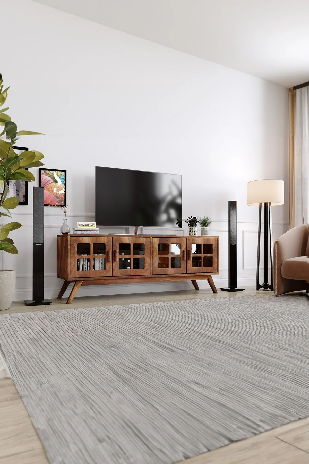 Piyan Tv Ünitesi – %100 Gerçek Ağaç, Uzun Ömürlü Kullanım, Kişiye Özel Üretim varyasyon görseli