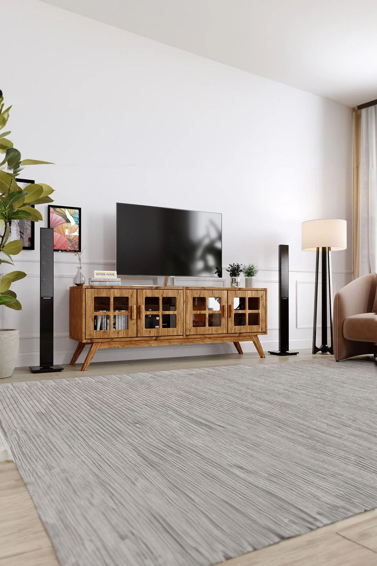 Piyan Tv Ünitesi – %100 Gerçek Ağaç, Uzun Ömürlü Kullanım, Kişiye Özel Üretim varyasyon görseli