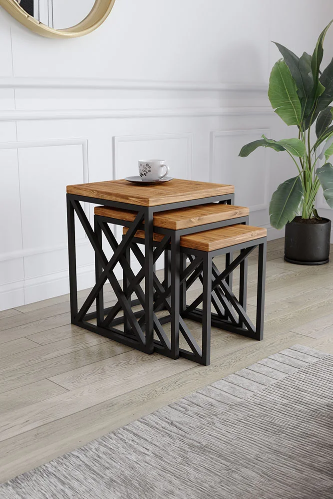 4002 Zigon Sehpa – %100 Gerçek Ağaç, Uzun Ömürlü Kullanım, Kişiye Özel Üretim varyasyon görseli