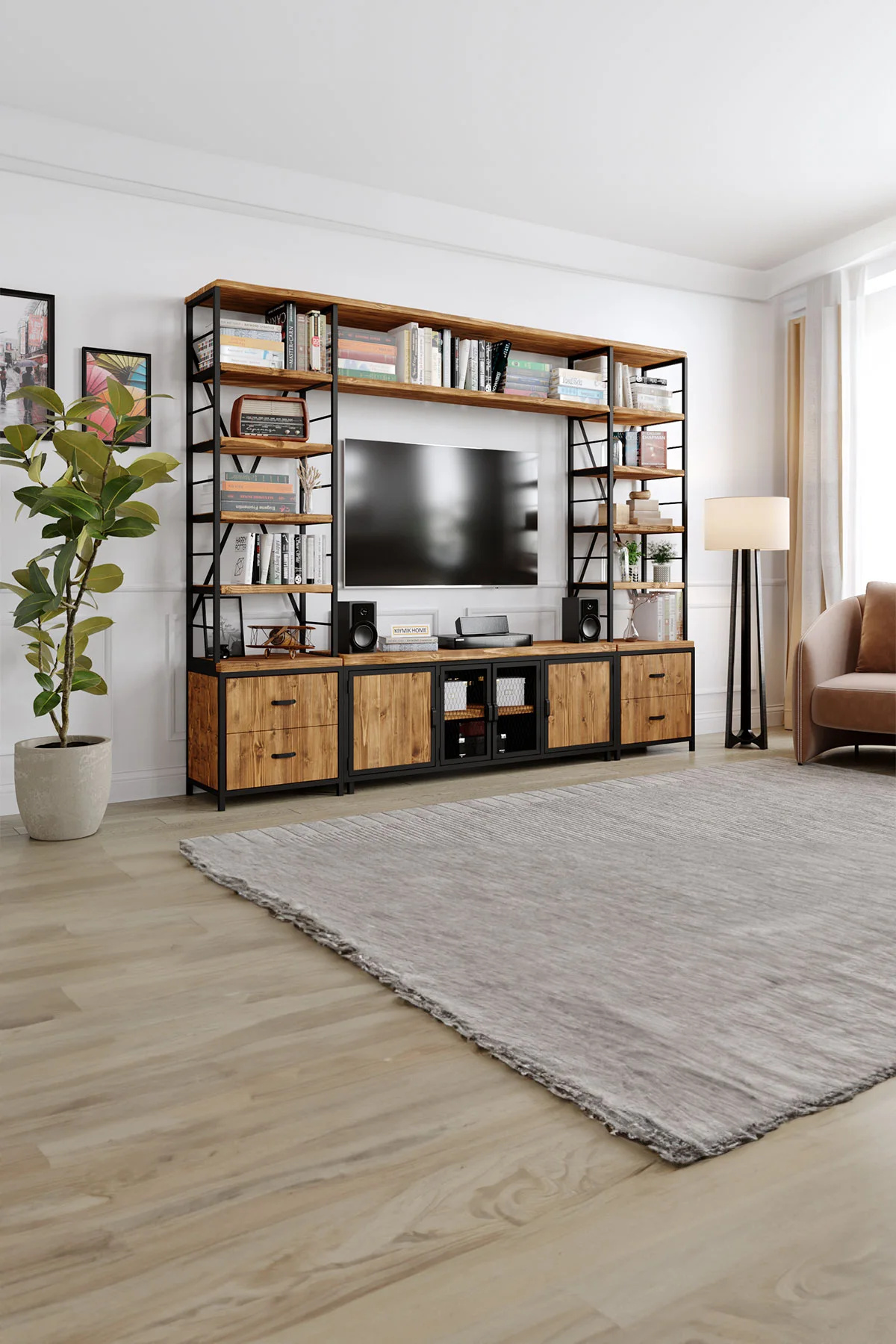 Frezya v2 Tv Ünitesi – %100 Gerçek Ağaç, Uzun Ömürlü Kullanım, Kişiye Özel Üretim varyasyon görseli