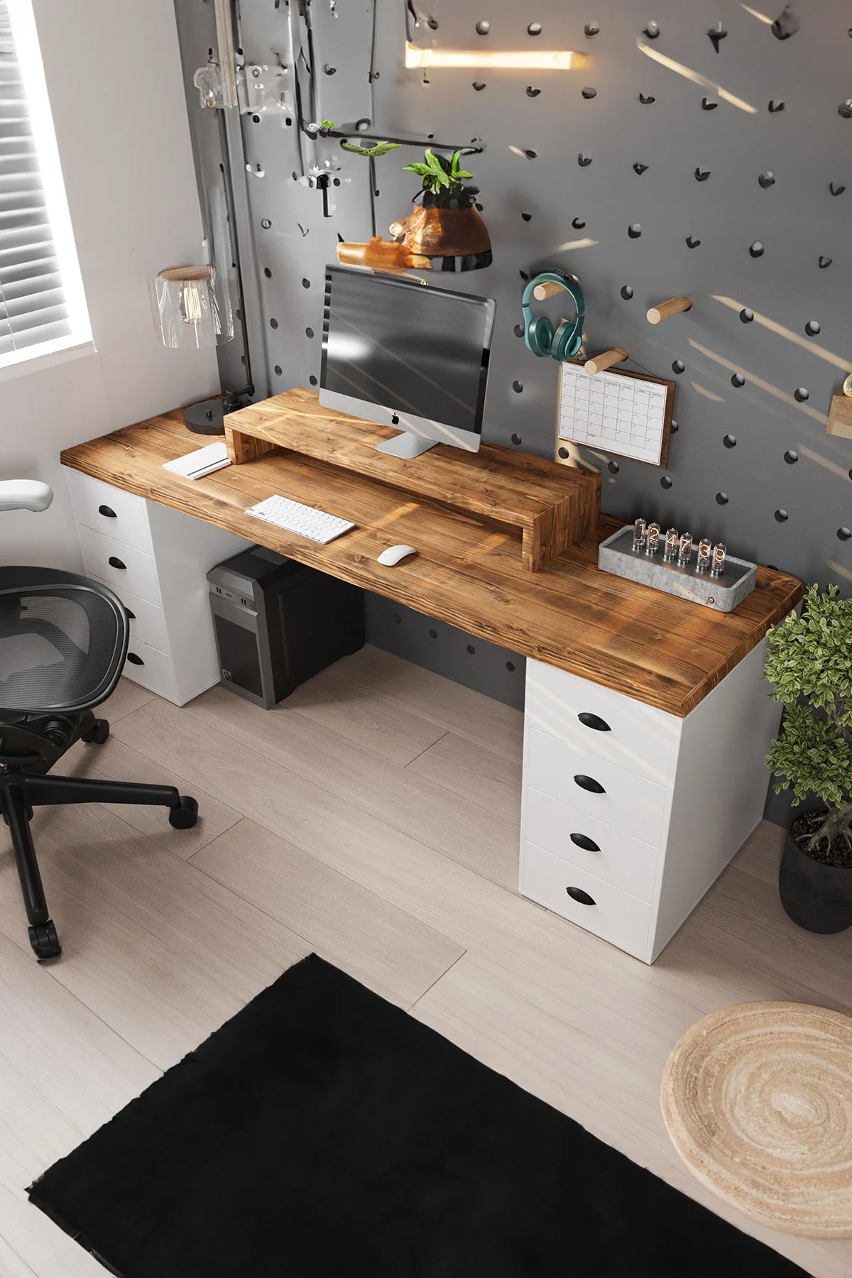 160X75cm Bilgisayar, Oyuncu, Çalışma ve Makam Masası – Köknar Ağacı - Model 9