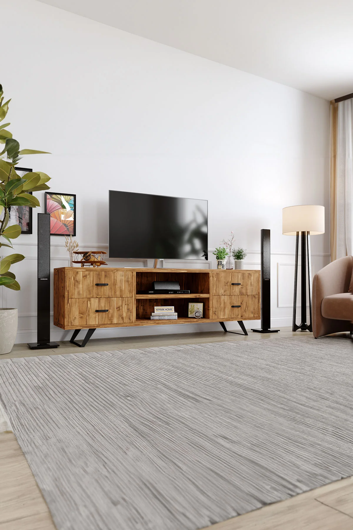 Gelincik Tv Ünitesi – %100 Gerçek Ağaç, Uzun Ömürlü Kullanım, Kişiye Özel Üretim varyasyon görseli