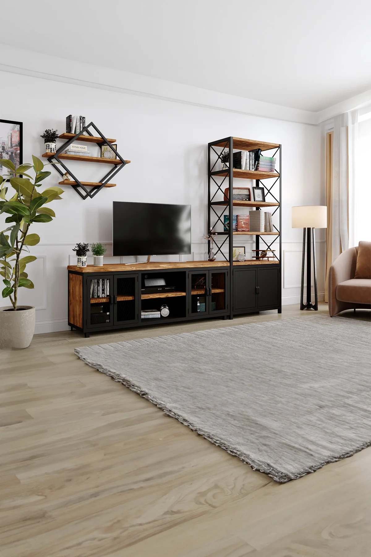 Begonya v2 Tv Ünitesi – %100 Gerçek Ağaç, Uzun Ömürlü Kullanım, Kişiye Özel Üretim varyasyon görseli