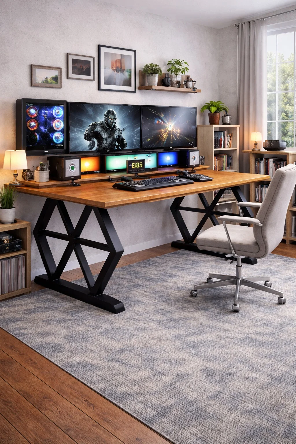 160X75cm Bilgisayar, Oyuncu, Çalışma ve Makam Masası – Köknar Ağacı - Model 4