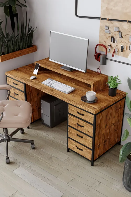 160X75cm Bilgisayar, Oyuncu, Çalışma ve Makam Masası – Köknar Ağacı - Model 8