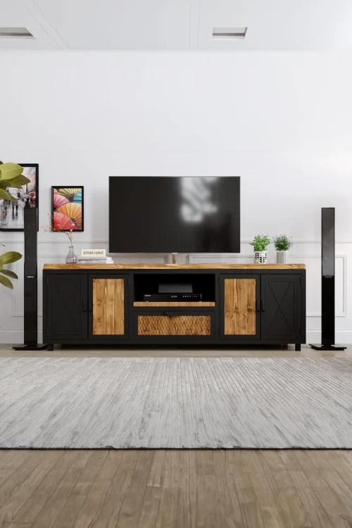 Nergis Tv Ünitesi – %100 Gerçek Ağaç, Uzun Ömürlü Kullanım, Kişiye Özel Üretim