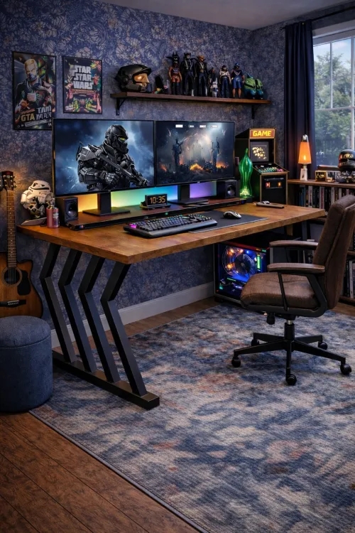 160X75cm Bilgisayar, Oyuncu, Çalışma ve Makam Masası – Köknar Ağacı - Model 3