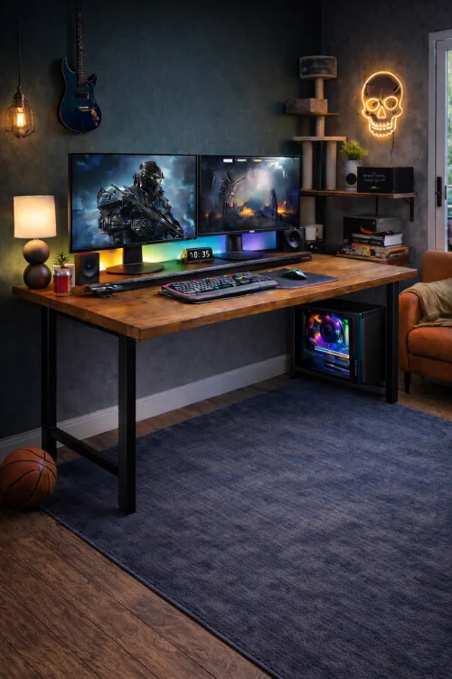 160X75cm Bilgisayar, Oyuncu, Çalışma ve Makam Masası – Köknar Ağacı - Model 5