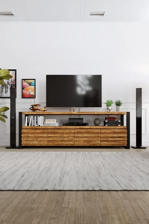 Ihlamur Tv Ünitesi – %100 Gerçek Ağaç, Uzun Ömürlü Kullanım, Kişiye Özel Üretim