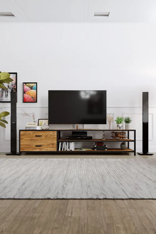 Fulya Tv Ünitesi – %100 Gerçek Ağaç, Uzun Ömürlü Kullanım, Kişiye Özel Üretim