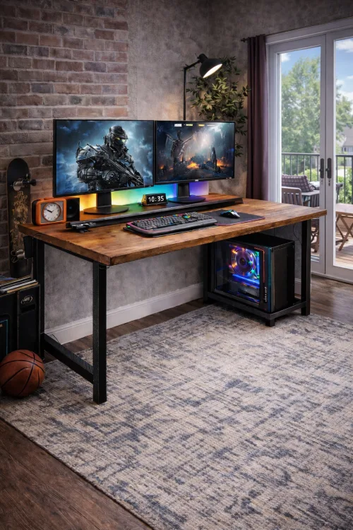 160X75cm Bilgisayar, Oyuncu, Çalışma ve Makam Masası – Köknar Ağacı - Model 1