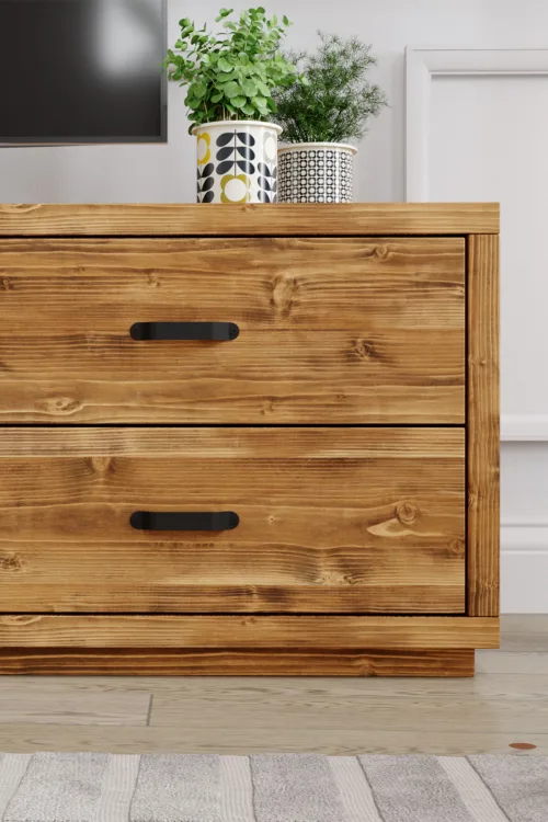 Papatya Tv Ünitesi – %100 Gerçek Ağaç, Uzun Ömürlü Kullanım, Kişiye Özel Üretim