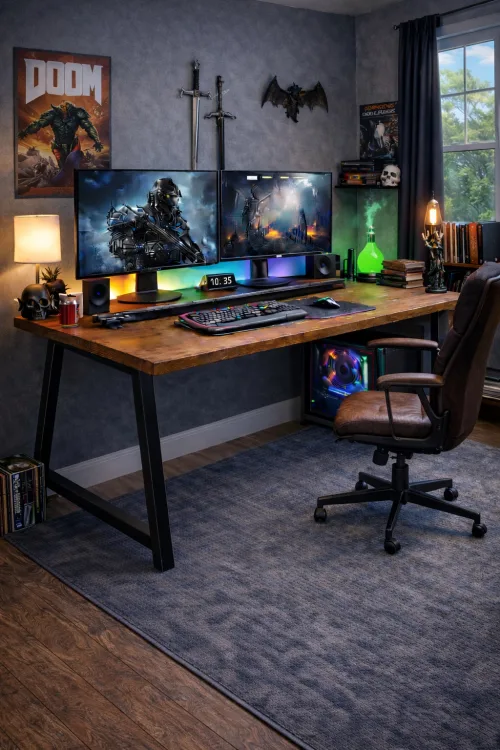 160X75cm Bilgisayar, Oyuncu, Çalışma ve Makam Masası – Köknar Ağacı - Model 2