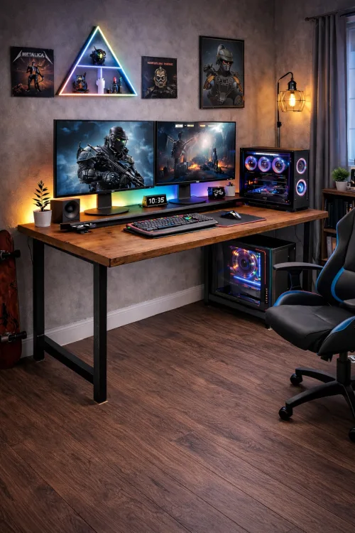 160X75cm Bilgisayar, Oyuncu, Çalışma ve Makam Masası – Köknar Ağacı - Model 1