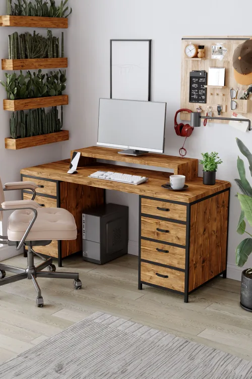 160X75cm Bilgisayar, Oyuncu, Çalışma ve Makam Masası – Köknar Ağacı - Model 8