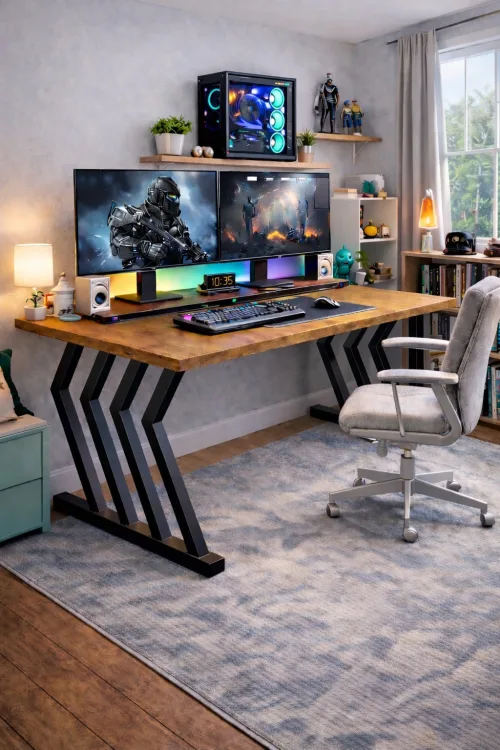 160X75cm Bilgisayar, Oyuncu, Çalışma ve Makam Masası – Köknar Ağacı - Model 3