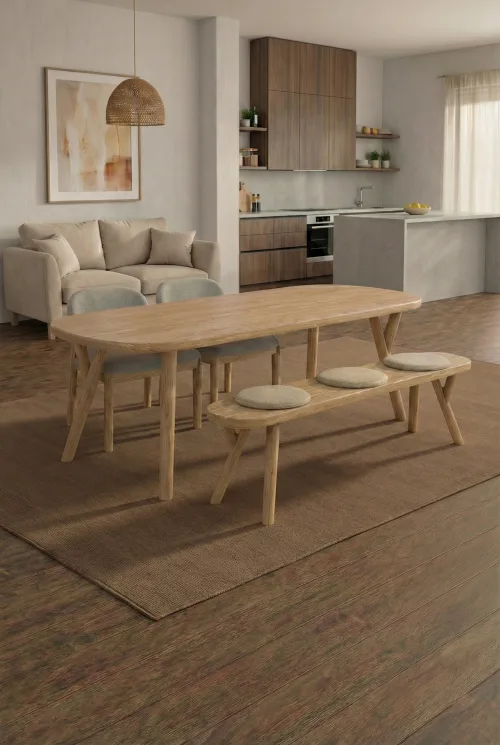 Meşe Gerçek Ağaç Yemek & Toplantı Masası – %100 Gerçek Ağaç, Uzun Ömürlü Kullanım, Kişiye Özel Üretim