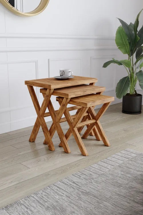 4013 Zigon Sehpa – %100 Gerçek Ağaç, Uzun Ömürlü Kullanım, Kişiye Özel Üretim