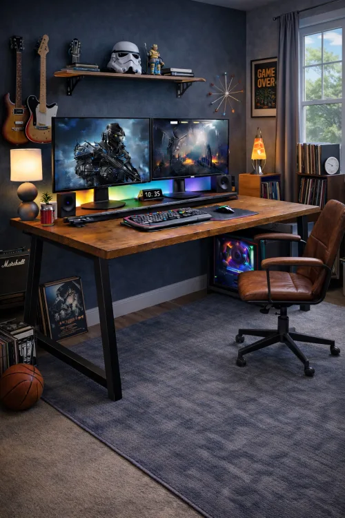 160X75cm Bilgisayar, Oyuncu, Çalışma ve Makam Masası – Köknar Ağacı - Model 2